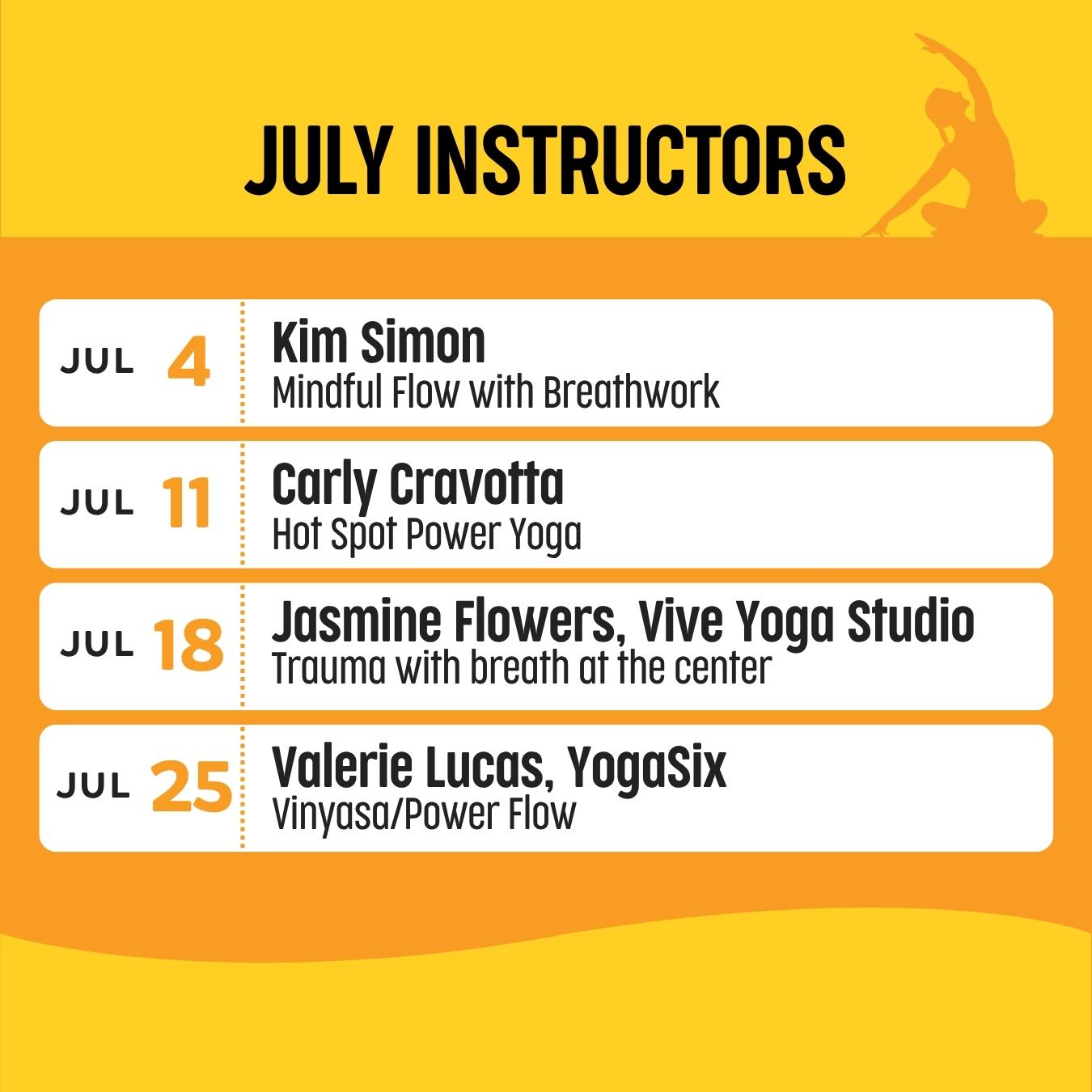 Riverside Arts Market - Morning Yoga schedule, July 2026