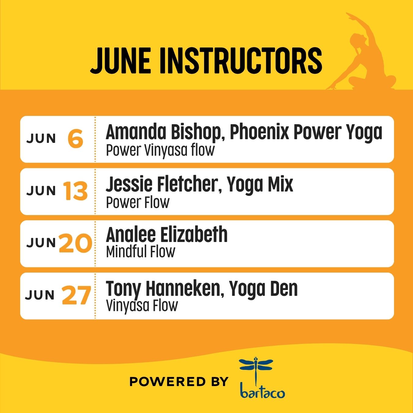 Riverside Arts Market yoga schedule - June 2026